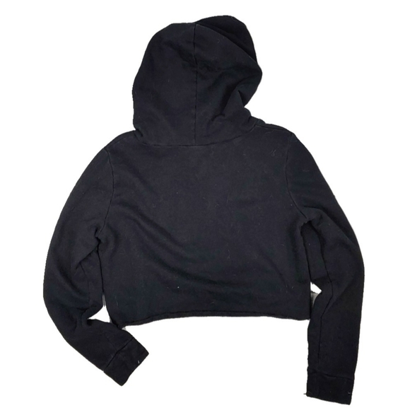 Pink Womens S Black Blue Logo Crop Long Slv Hoodie - Picture 5 of 5